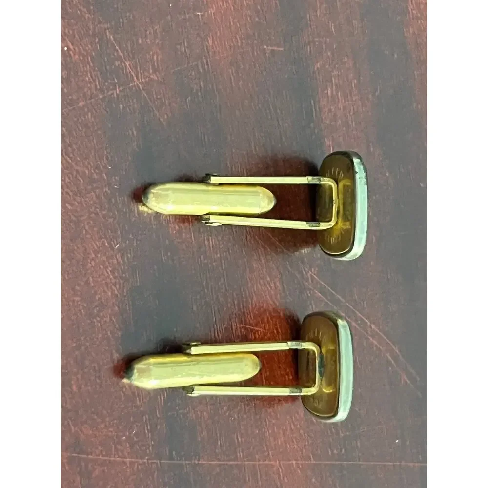 VTG 12K Gold Filled Mother of Pearl Cufflinks Square Swivel Back Classic Regency